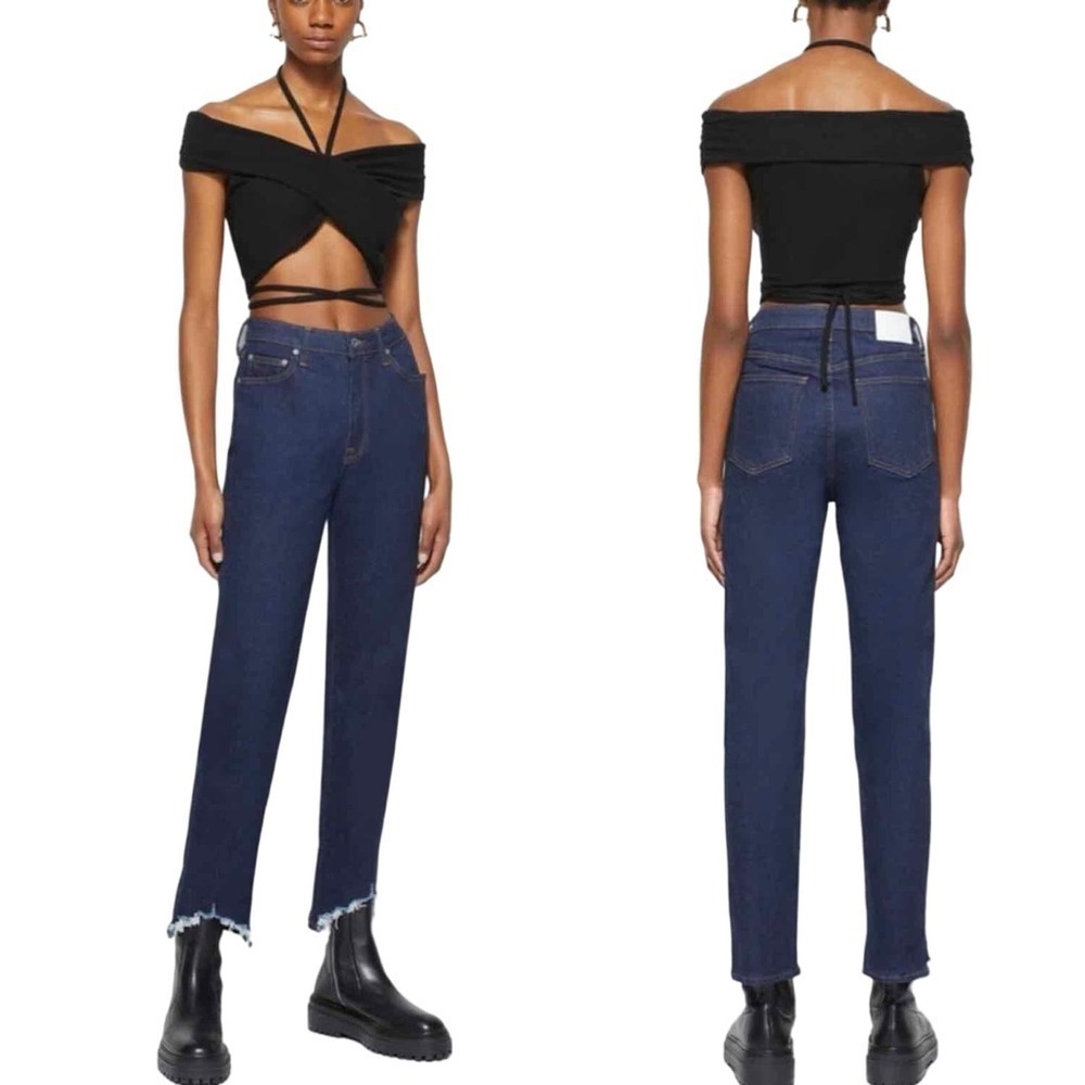 Jonathan Simkhai Standard River High Rise Straight Jean Rin Rinse Size 25 - Picture 6 of 11
